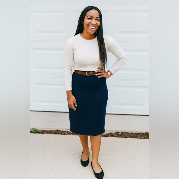 Vintage St John Collection Marie Blue Skirt Pencil A-Line Women’s 8 - Picture 1 of 8